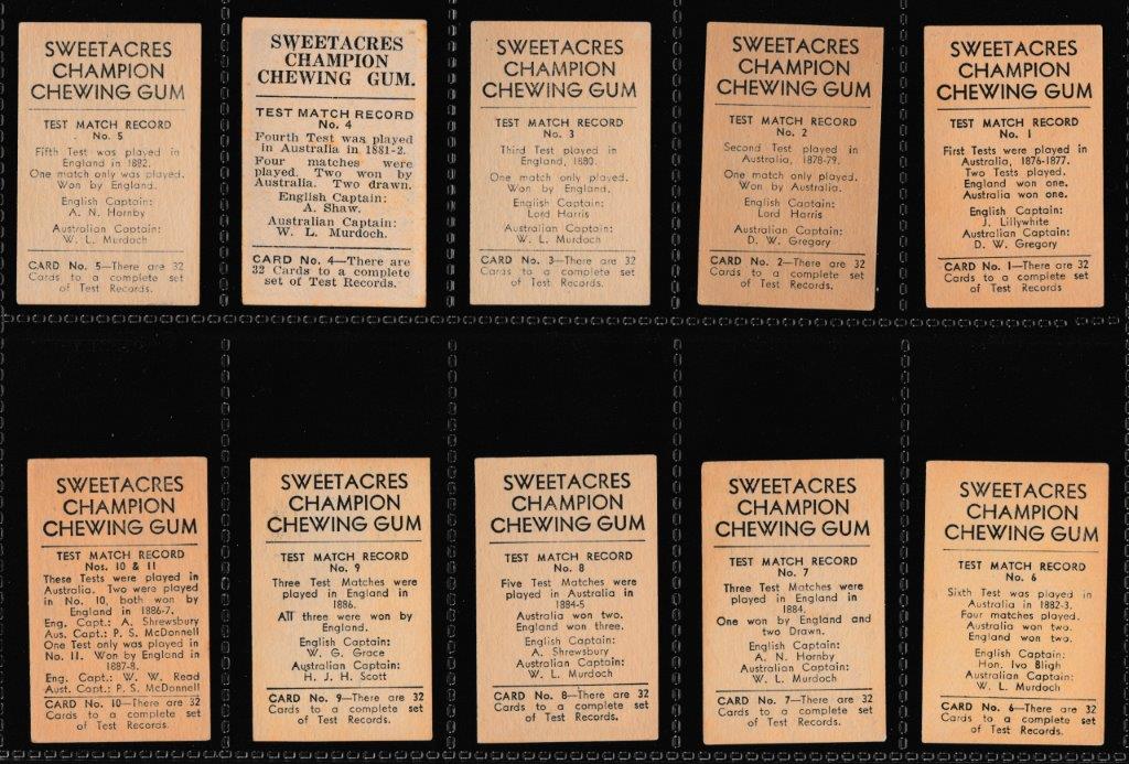 Sweetacres - 'Test Match Records' - (1932) - Complete Set Sweetacres - 'Test Match Records' - (1932) - Complete Set