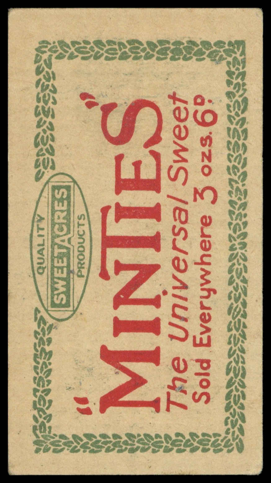 Sweetacres - 'Cricketers (Minties Red & Green)' (1926) - J.W. Hearne (Middlesex) Sweetacres - 'Cricketers (Minties Red & Green)' (1926) - J.W. Hearne (Middlesex)