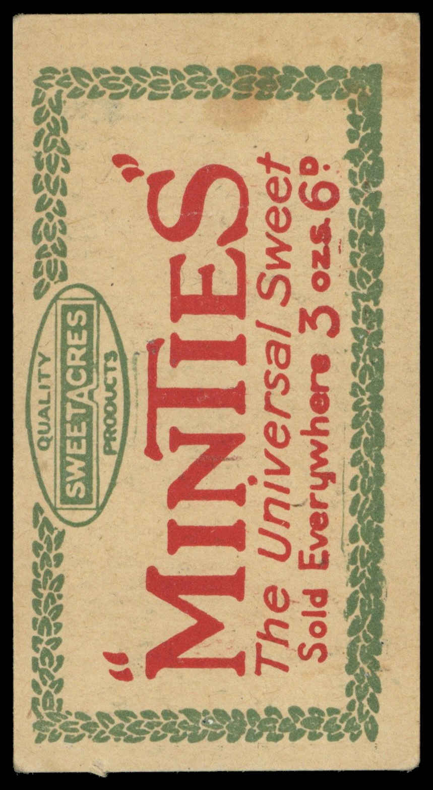 Sweetacres - 'Cricketers (Minties Red & Green)' (1926) - H. Strudwick (Surrey) Sweetacres - 'Cricketers (Minties Red & Green)' (1926) - H. Strudwick (Surrey)
