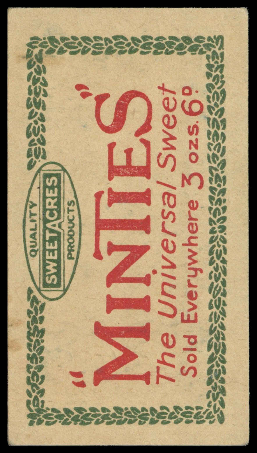 Sweetacres - 'Cricketers (Minties Red & Green)' (1926) - J.M. Gregory (New South Wales) Sweetacres - 'Cricketers (Minties Red & Green)' (1926) - J.M. Gregory (New South Wales)