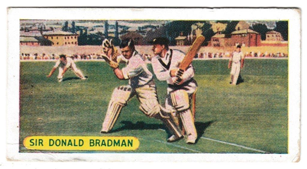 Sweetule - 'Famous Sports Records (Black Back)' (1956) - Card #16 - Sir Donald Bradman Sweetule - 'Famous Sports Records (Black Back)' (1956) - Card #16 - Sir Donald Bradman
