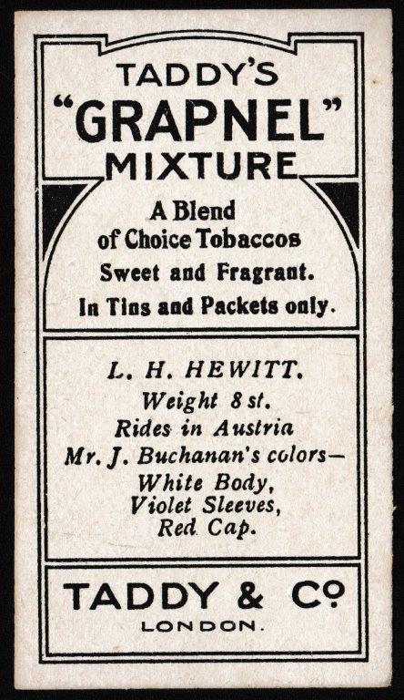 Taddy - 'Famous Jockeys (Brown Letterpress)' (1905) - L.H. Hewitt Taddy - 'Famous Jockeys (Brown Letterpress)' (1905) - L.H. Hewitt