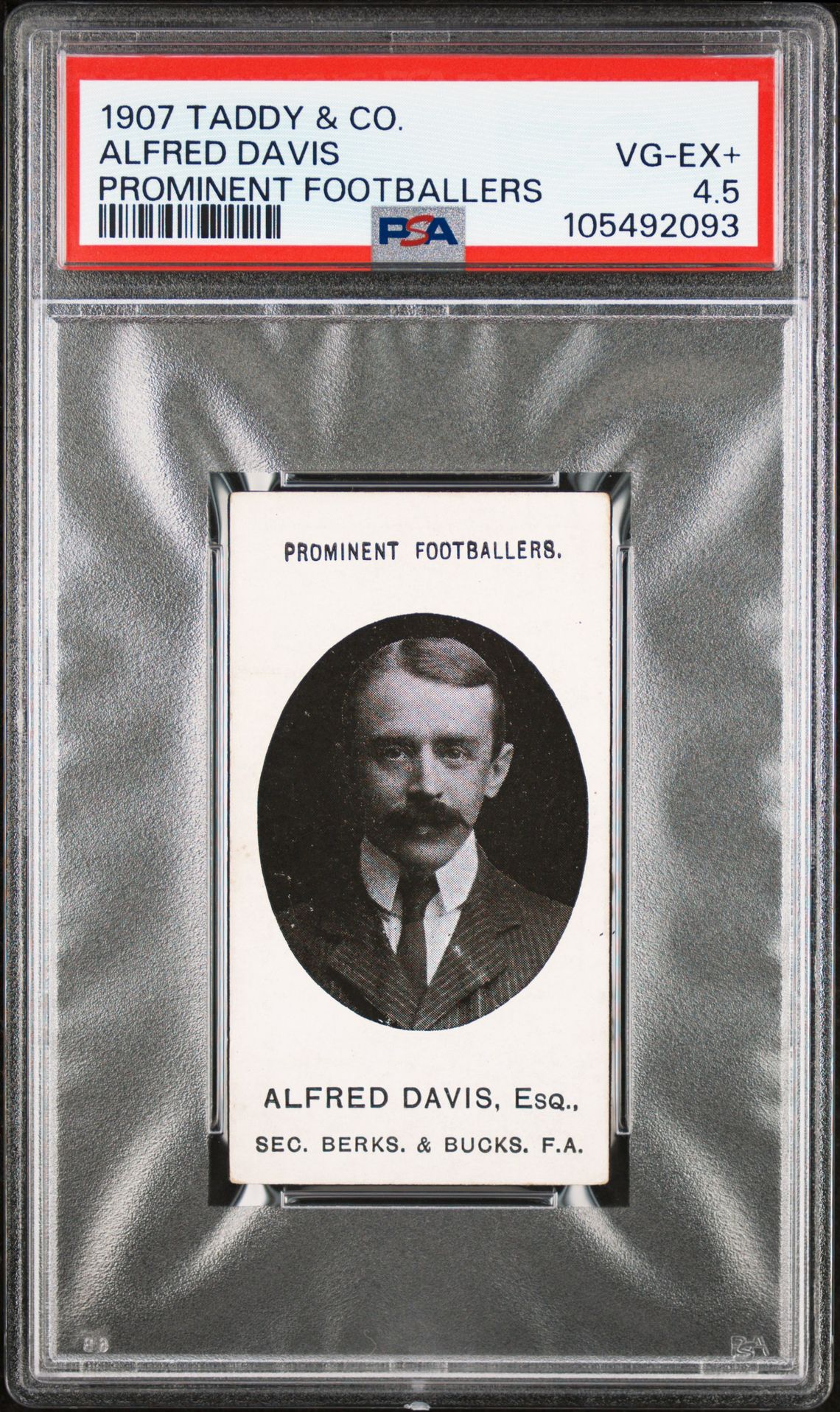 Taddy - 'Prominent Footballers Officials' (1907) - Alfred Davis Esq. Berks & Bucks F.A. **PSA4.5** Taddy - 'Prominent Footballers Officials' (1907) - Alfred Davis Esq. Berks & Bucks F.A. **PSA4.5**