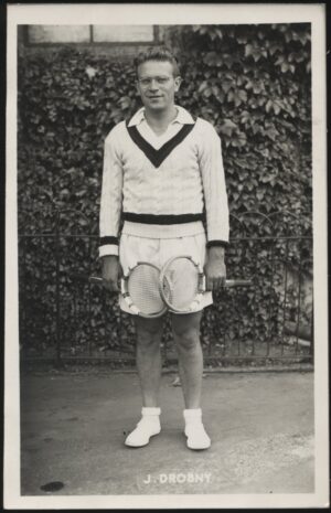 Real Photo - 'Jaroslav Drobny (EGY) at Wimbledon' (1954) - Unused Tennis Postcard