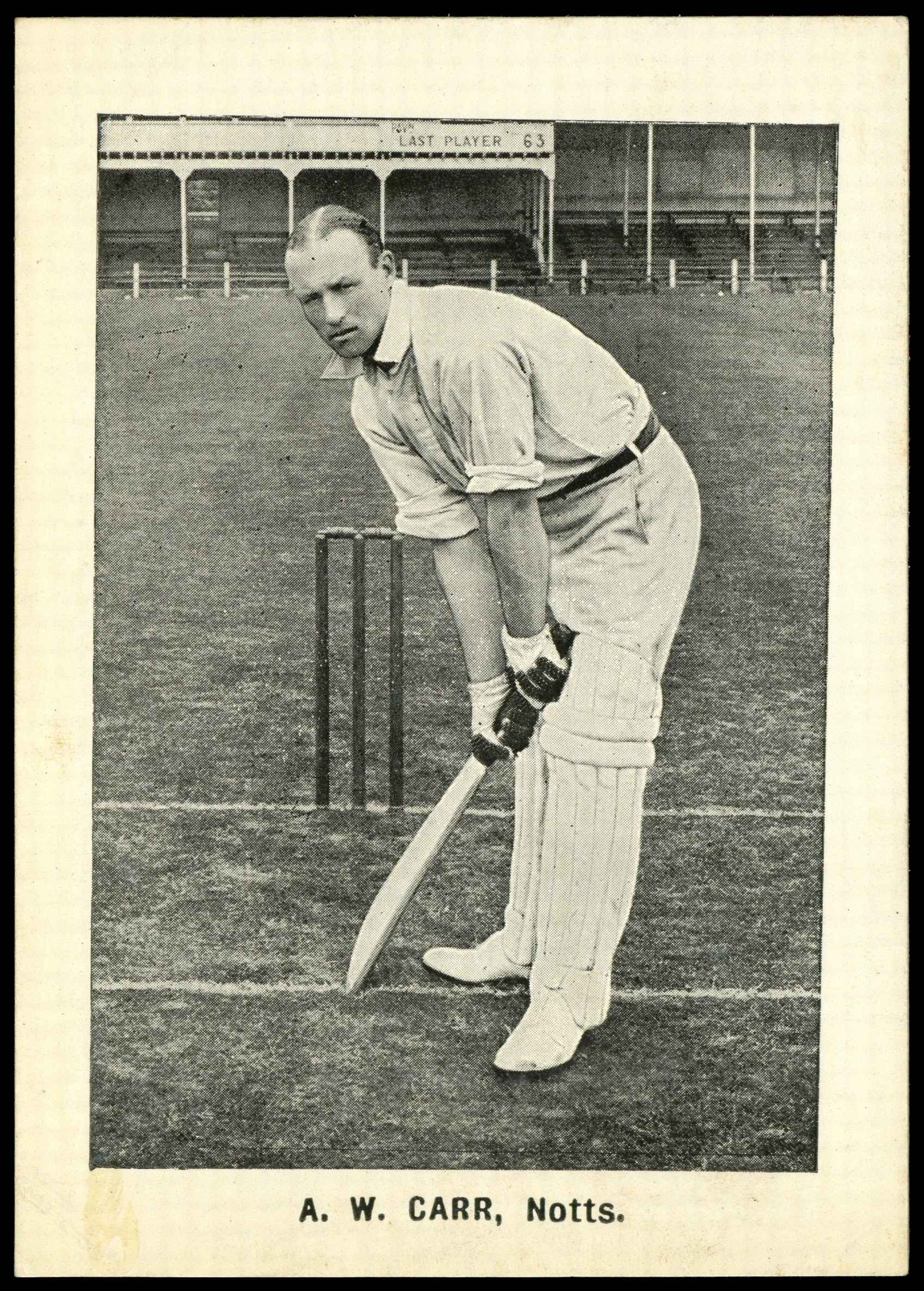 Thomson (D.C.) - 'Cricketers (Vanguard - EL)' (1924) - A.W. Carr (Notts) Thomson (D.C.) - 'Cricketers (Vanguard - EL)' (1924) - A.W. Carr (Notts)