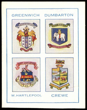 Thomson (D.C.) - 'Football Towns and Crests (Rover)' (1931) - Greenwich - Dumbarton - W. Hartlepool - Crewe Thomson (D.C.) - 'Football Towns and Crests (Rover)' (1931) - Greenwich - Dumbarton - W. Hartlepool - Crewe