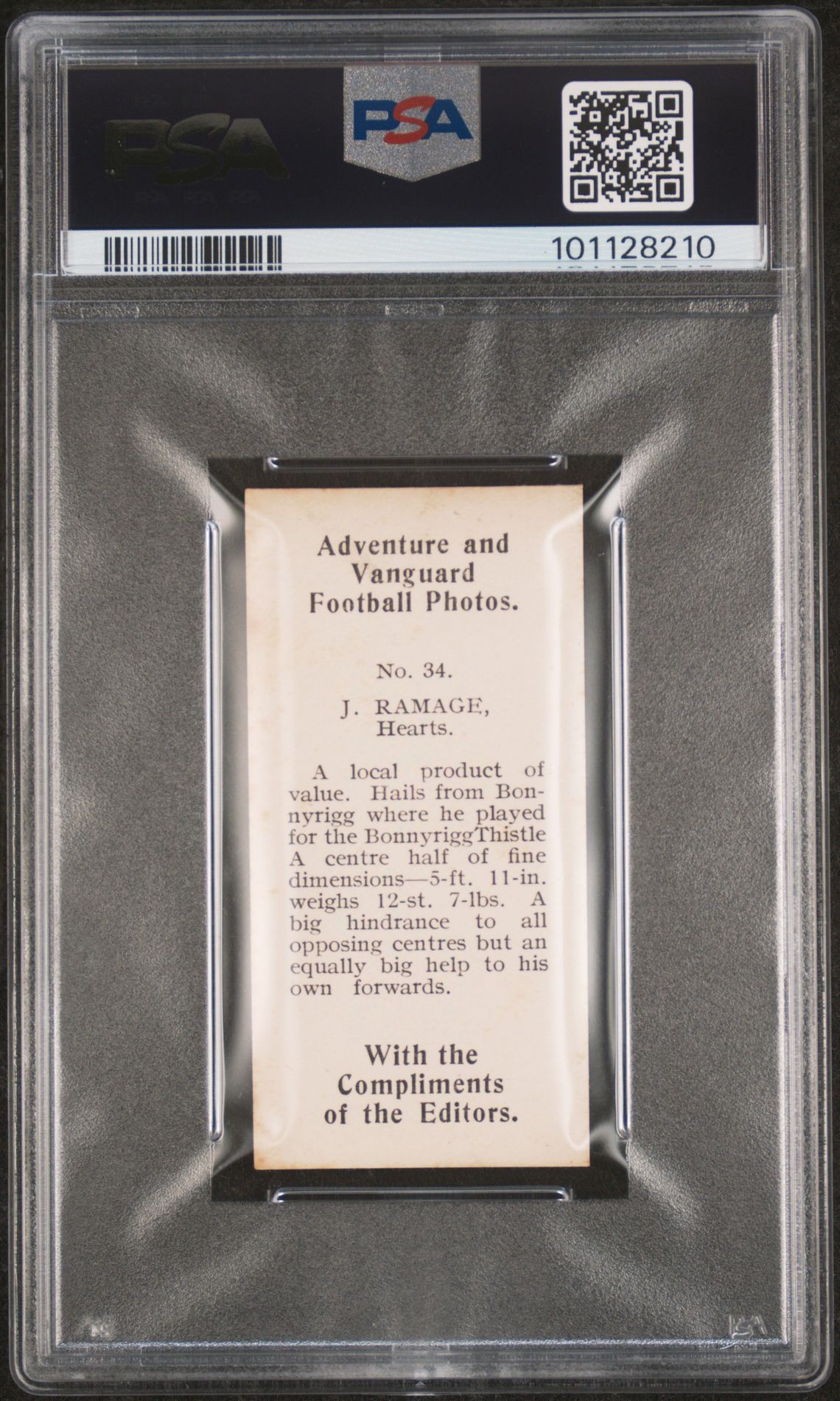 Thomson (D.C.) - 'Football Photos' (c1925) - J. Ramage (Hearts) **PSA5** Thomson (D.C.) - 'Football Photos' (c1925) - J. Ramage (Hearts) **PSA5**