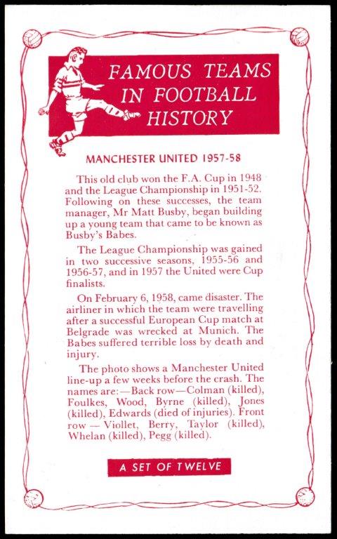 Thomson (D.C.) - 'Famous Teams in Football History' - Manchester United 1958 Thomson (D.C.) - 'Famous Teams in Football History' - Manchester United 1958