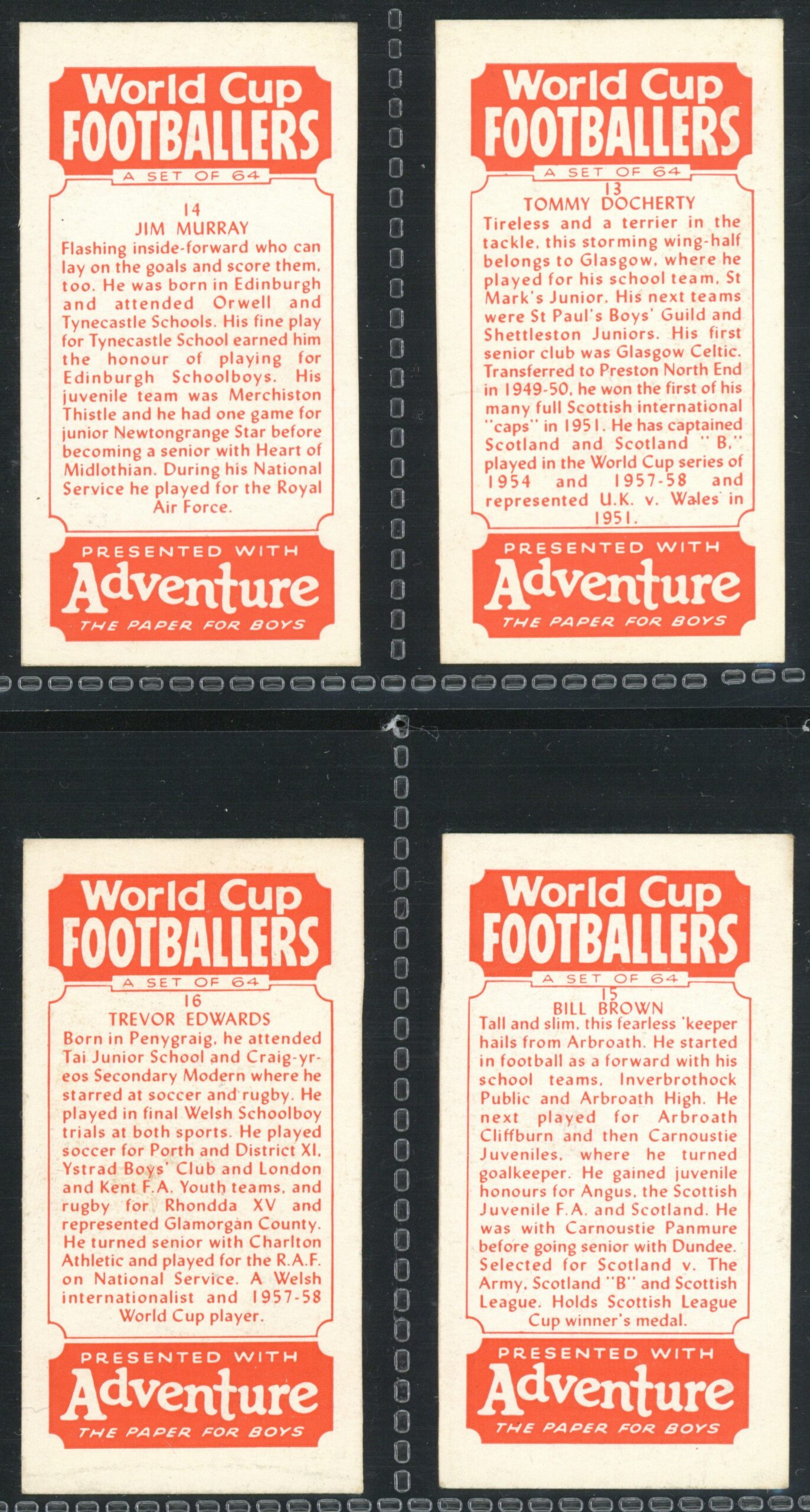 Thomson (D.C.) - 'World Cup Footballers' Complete Set (1958) Thomson (D.C.) - 'World Cup Footballers' Complete Set (1958)