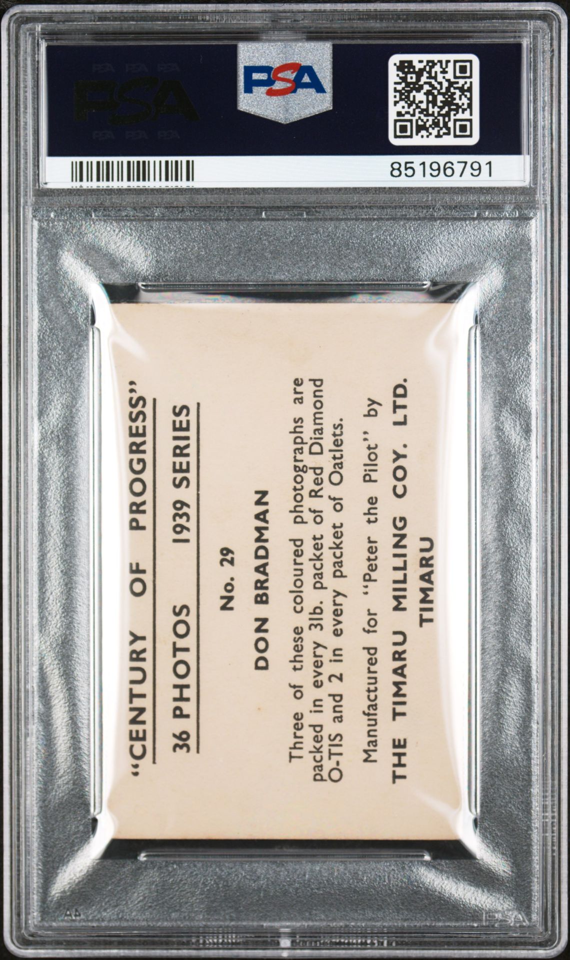 Timaru Milling - Don Bradman 'Century of Progress' (1939) **PSA4** Timaru Milling - Don Bradman 'Century of Progress' (1939) **PSA4**