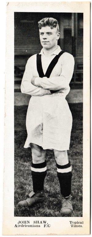 Topical Times - 'Footballers - Scottish (Second 24)' (1938) - Card #22 - John Shaw (Airdrieonians)