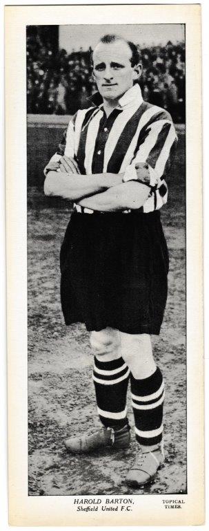 Topical Times - 'Star Footballers 1938/39 (English)' (1938) - Card #3 - Harold Barton (Sheffield United) Topical Times - 'Star Footballers 1938/39 (English)' (1938) - Card #3 - Harold Barton (Sheffield United)