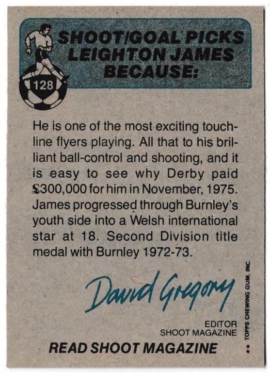 Topps (UK) - 'Footballers (Blue Back 111-220) Card #128 - Leighton James (Wales) Topps (UK) - 'Footballers (Blue Back 111-220) Card #128 - Leighton James (Wales)