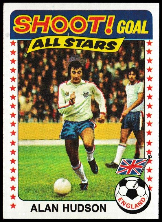 Topps (UK) - 'Footballers (Blue Back 111-220) Card #136 - Alan Hudson (England) Topps (UK) - 'Footballers (Blue Back 111-220) Card #136 - Alan Hudson (England)