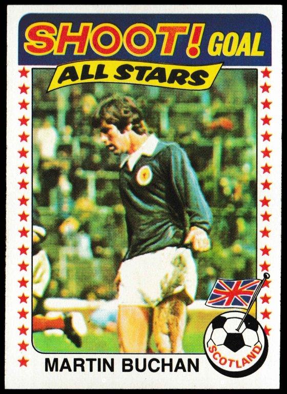 Topps (UK) - 'Footballers (Blue Back 111-220) Card #139 - Martin Buchan (Scotland) Topps (UK) - 'Footballers (Blue Back 111-220) Card #139 - Martin Buchan (Scotland)