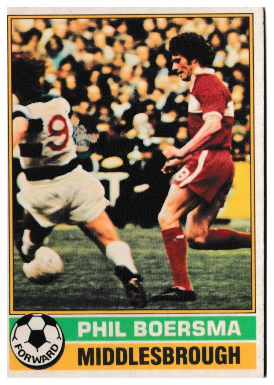 Topps (UK) - 'Footballers (Red Back 1-110)' - Card #66 - Phil Boersma (Middlesbrough) Topps (UK) - 'Footballers (Red Back 1-110)' - Card #66 - Phil Boersma (Middlesbrough)