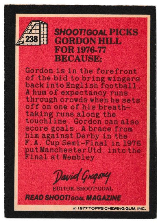 Topps (UK) - 'Footballers (Red Back 221-330)' - Card #238 - Gordon Hill - All Stars Topps (UK) - 'Footballers (Red Back 221-330)' - Card #238 - Gordon Hill - All Stars