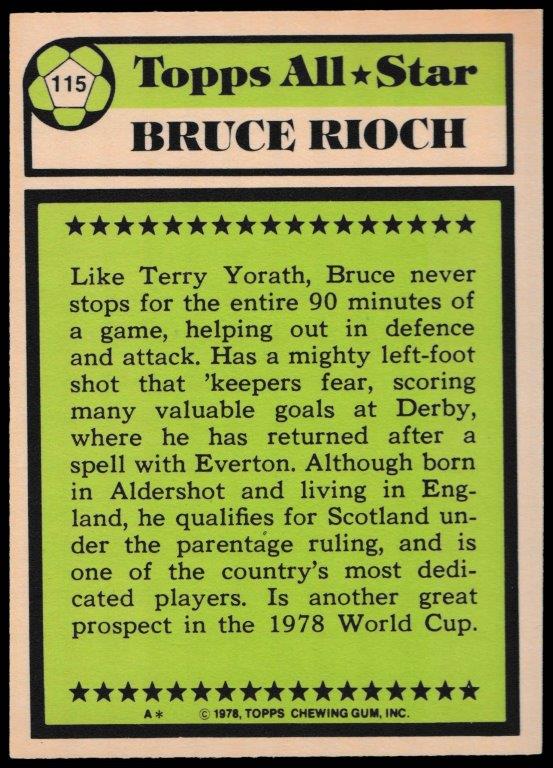 Topps (UK) - 'Footballers 1977-78 (Scottish)' (1977) - Bruce Rioch (Derby County)? -? Topps Scotland All-Stars Topps (UK) - 'Footballers 1977-78 (Scottish)' (1977) - Bruce Rioch (Derby County)? -? Topps Scotland All-Stars