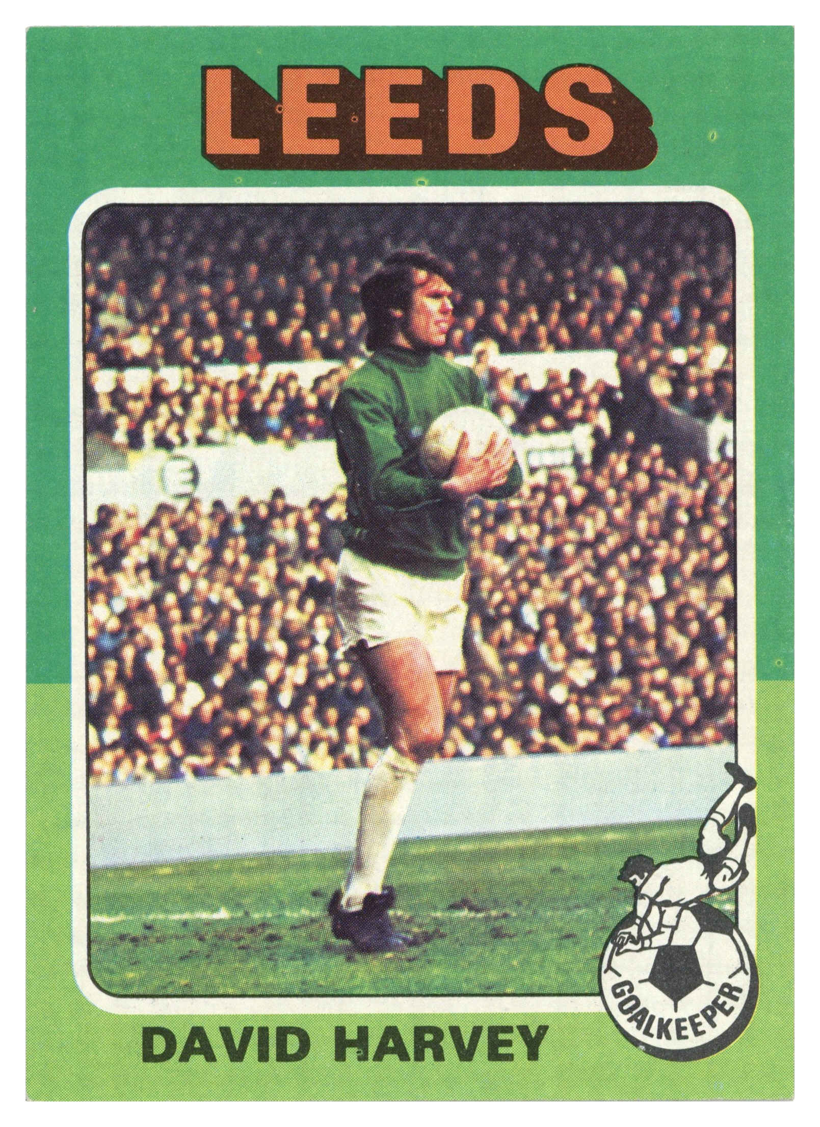 Topps (UK) - 'Footballers 1974-75 S1 (Bazooka/Red)' (1975) - #102 - David Harvey (Leeds United) Topps (UK) - 'Footballers 1974-75 S1 (Bazooka/Red)' (1975) - #102 - David Harvey (Leeds United)