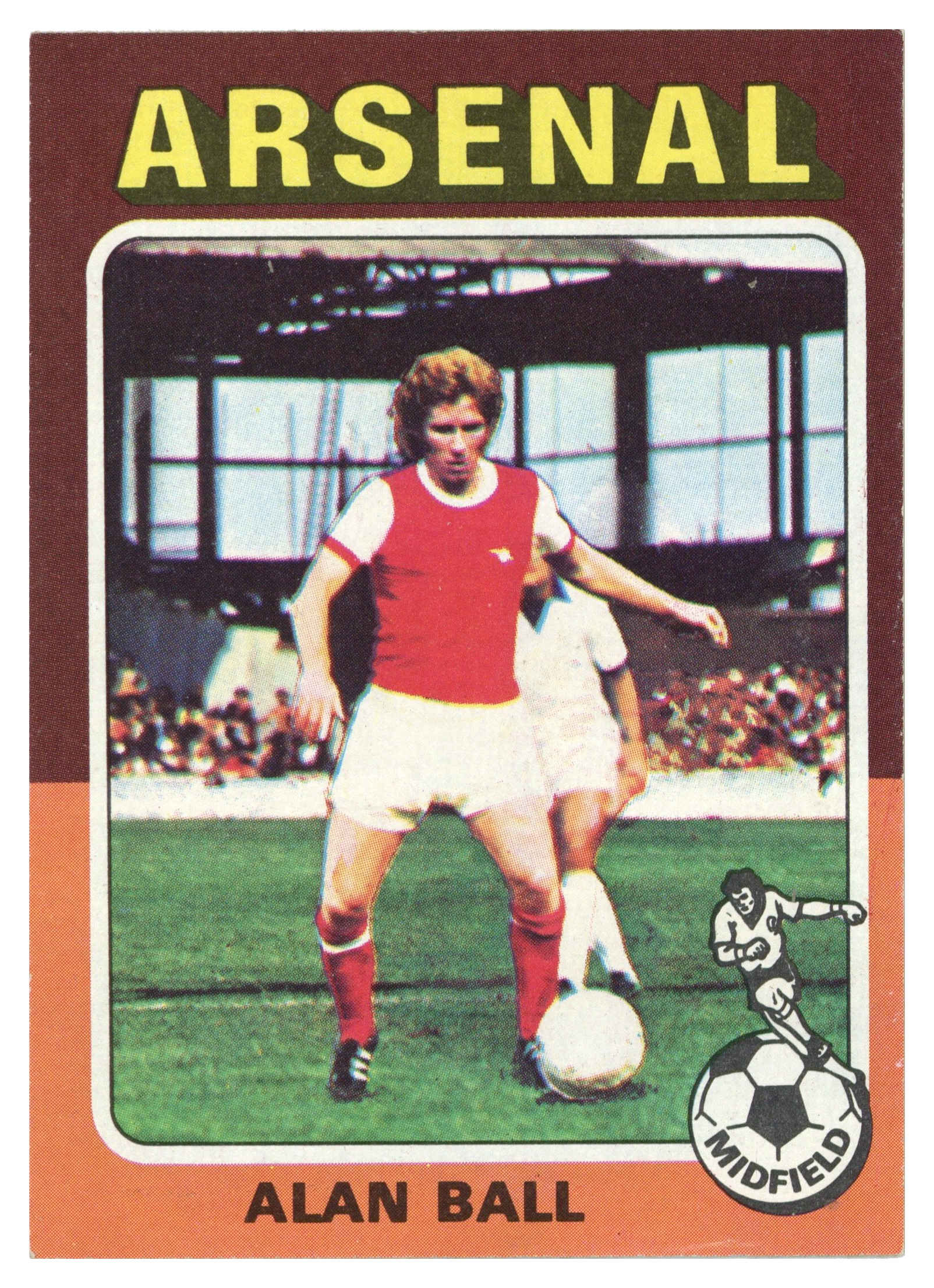 Topps (UK) - 'Footballers 1974-75 S1 (Bazooka/Red)' (1975) - #105 - Alan Ball (Arsenal) Topps (UK) - 'Footballers 1974-75 S1 (Bazooka/Red)' (1975) - #105 - Alan Ball (Arsenal)