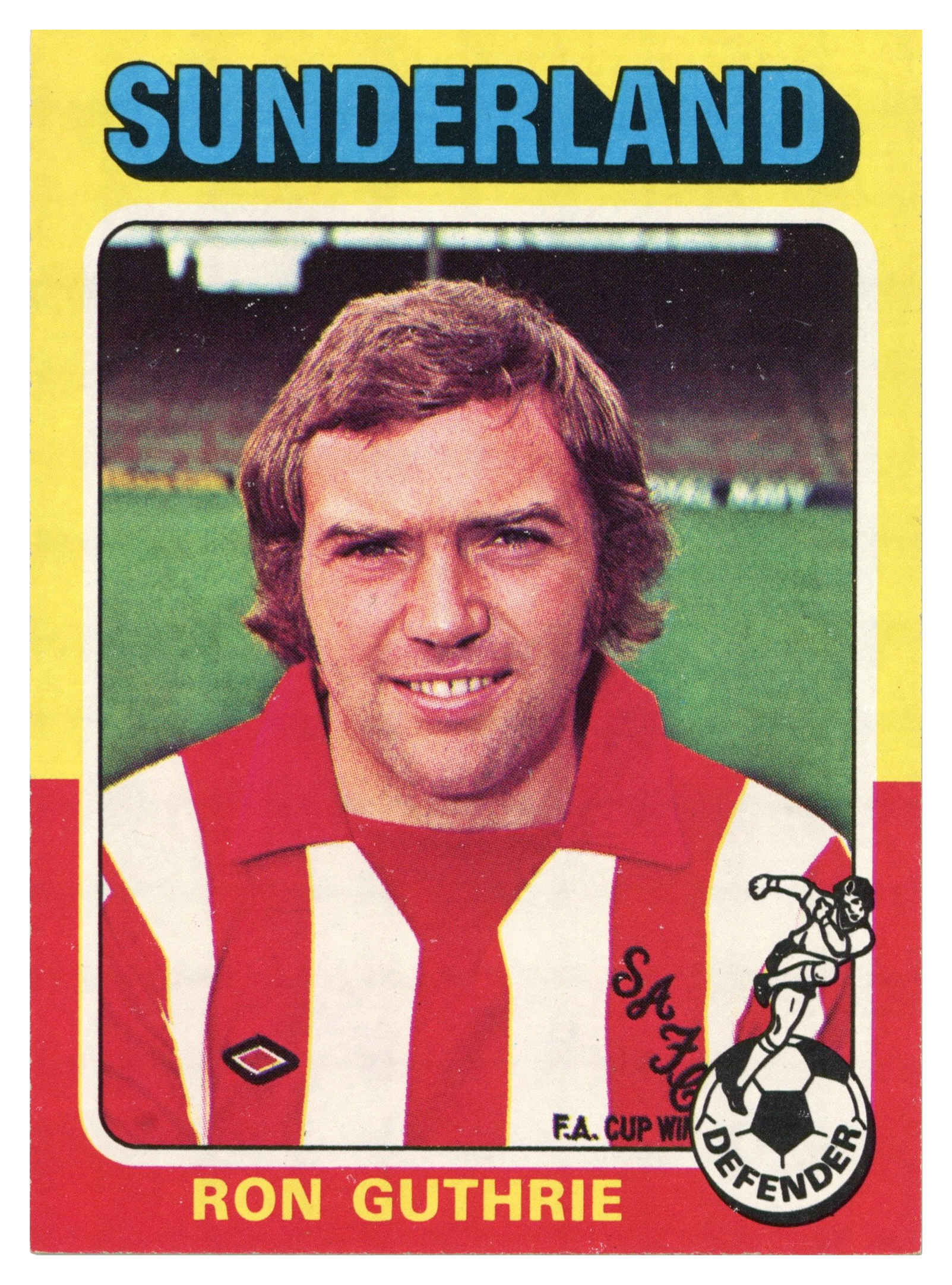 Topps (UK) - 'Footballers 1974-75 S2 (Bazooka/Red)' (1975) - #181 - Ron Guthrie (Sunderland) Topps (UK) - 'Footballers 1974-75 S2 (Bazooka/Red)' (1975) - #181 - Ron Guthrie (Sunderland)