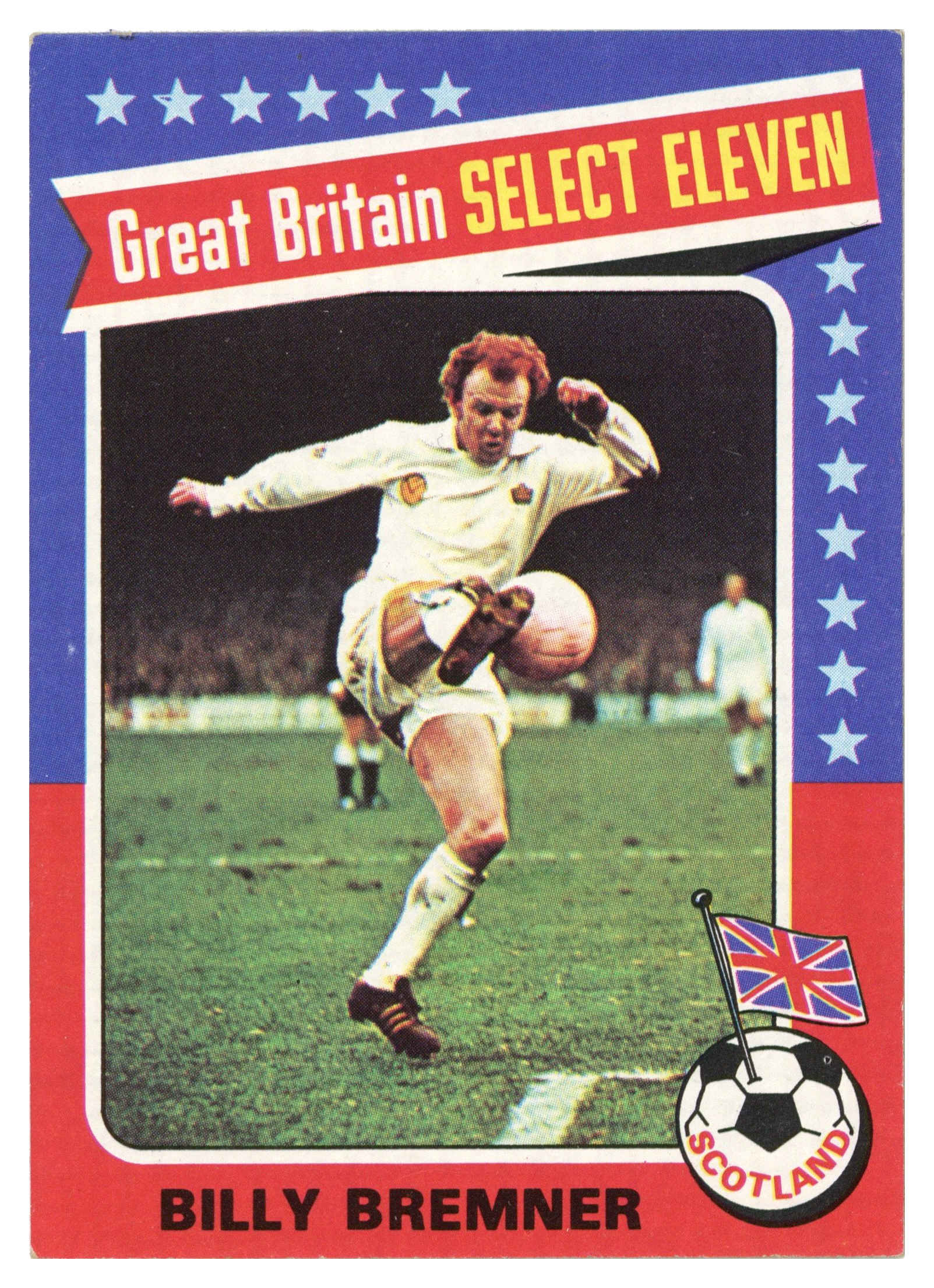 Topps (UK) - 'Footballers 1974-75 S2 (Bazooka/Red)' (1975) - #197 - Billy Bremner (Scotland) Topps (UK) - 'Footballers 1974-75 S2 (Bazooka/Red)' (1975) - #197 - Billy Bremner (Scotland)
