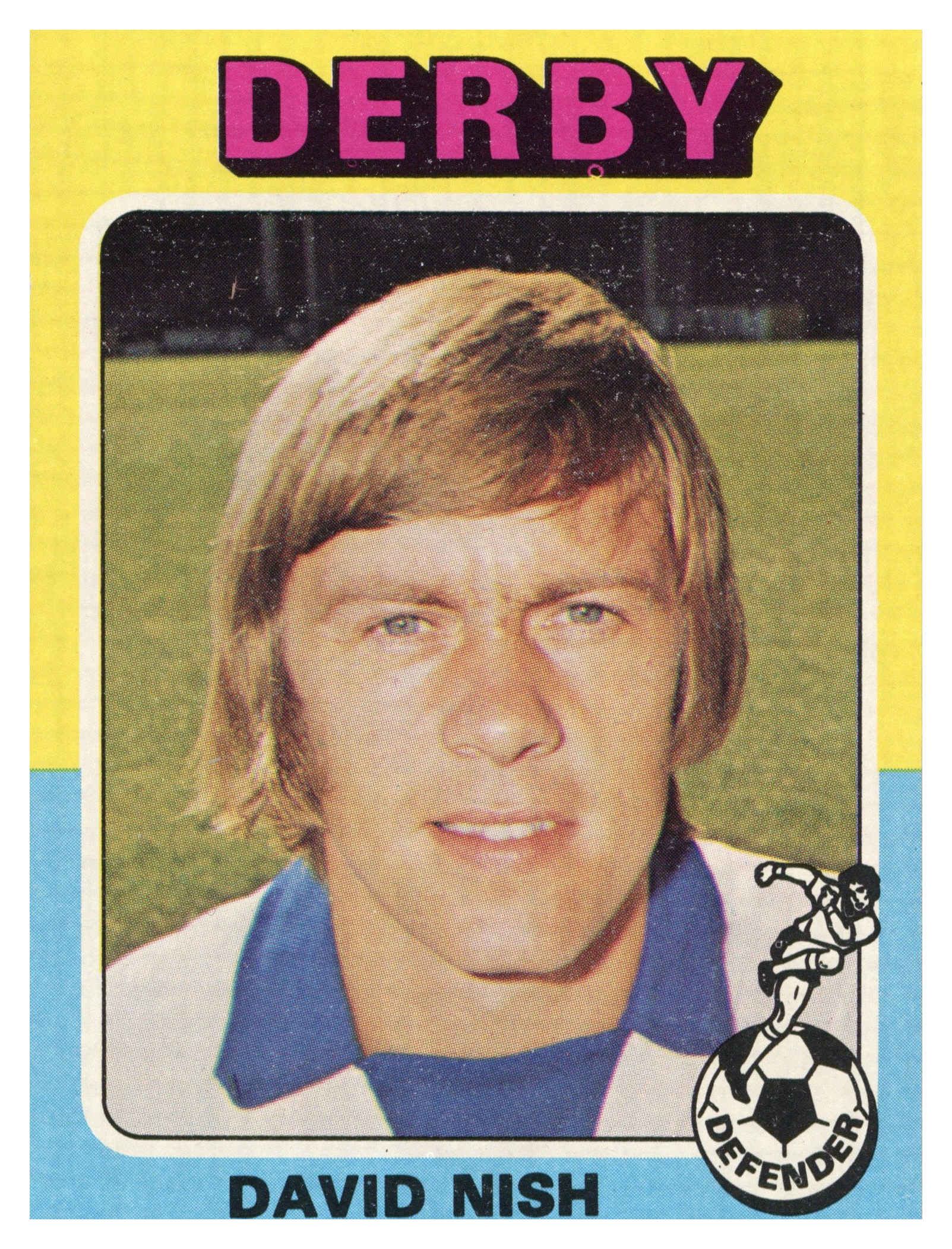 Topps (UK) - 'Footballers 1974-75 S1 (Bazooka/Red)' (1975) - #34 - David Nish (Derby County) Topps (UK) - 'Footballers 1974-75 S1 (Bazooka/Red)' (1975) - #34 - David Nish (Derby County)