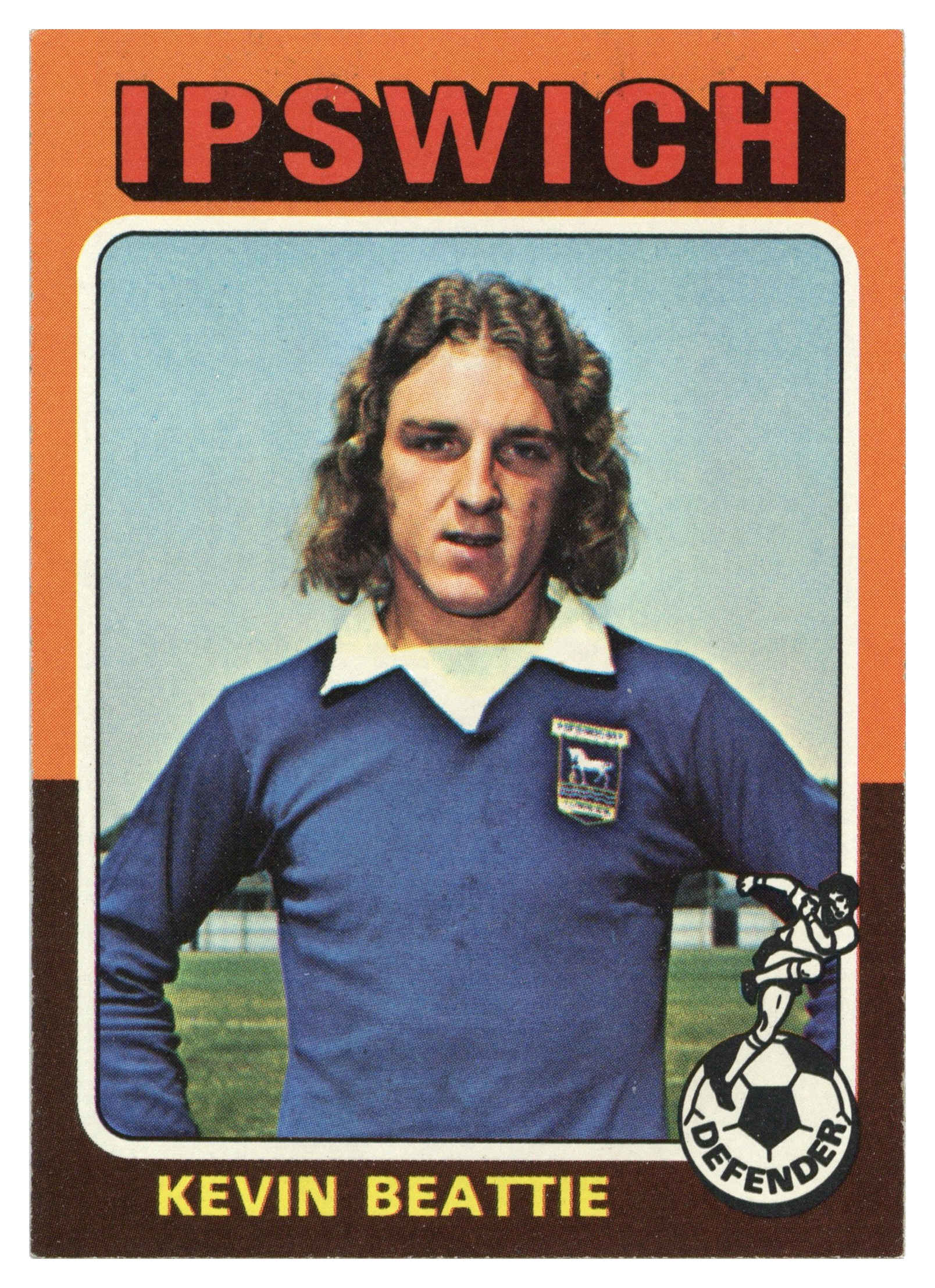 Topps (UK) - 'Footballers 1974-75 S1 (Bazooka/Red)' (1975) - #42 - Kevin Beattie (Ipswich Town) Topps (UK) - 'Footballers 1974-75 S1 (Bazooka/Red)' (1975) - #42 - Kevin Beattie (Ipswich Town)