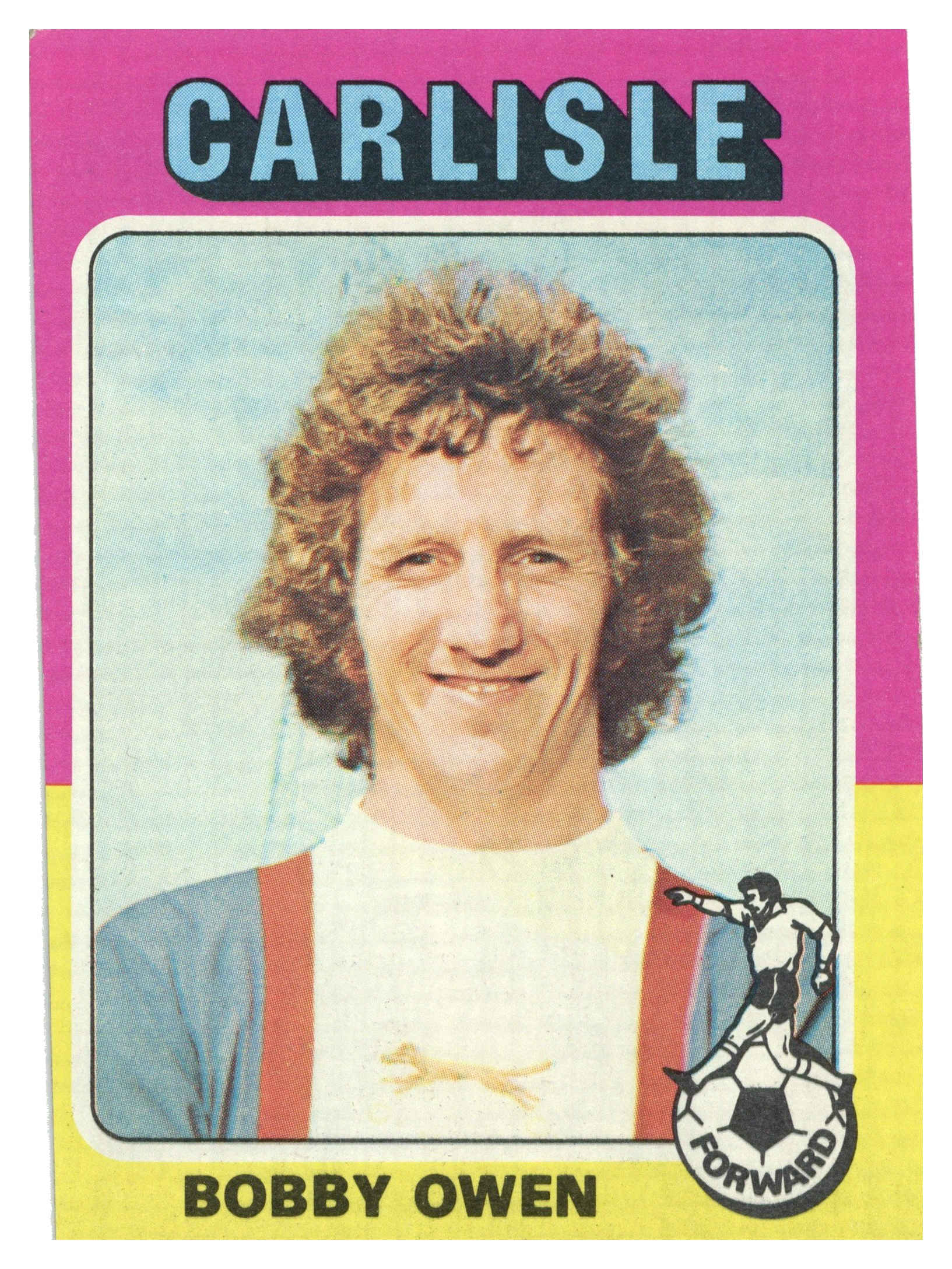 Topps (UK) - 'Footballers 1974-75 S1 (Bazooka/Red)' (1975) - #43 - Robert Owen (Carlisle United) Topps (UK) - 'Footballers 1974-75 S1 (Bazooka/Red)' (1975) - #43 - Robert Owen (Carlisle United)