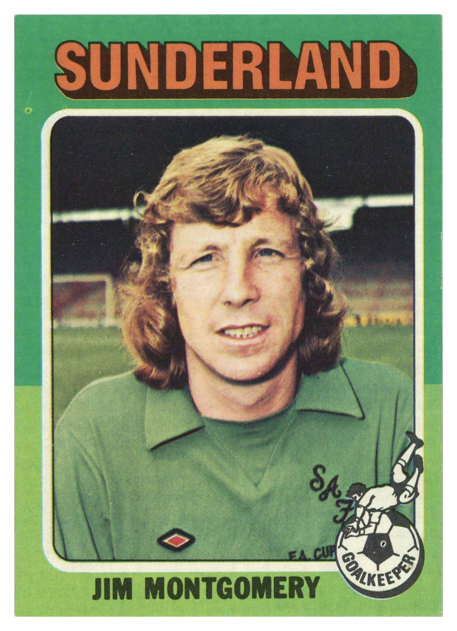 Topps (UK) - 'Footballers 1974-75 S1 (Bazooka/Red)' (1975) - #73 - Jim Montgomery (Sunderland) Topps (UK) - 'Footballers 1974-75 S1 (Bazooka/Red)' (1975) - #73 - Jim Montgomery (Sunderland)