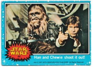 Topps (UK) - 'Star Wars (1-66)' (1978) - Card #44 - Han and Chewie shoot it out!