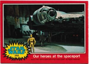 Topps (UK) - 'Star Wars (1-66A)' (1978) - Card #34A - Our heroes at the spaceport