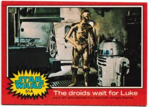 Topps (UK) - 'Star Wars (1-66A)' (1978) - Card #51A - The droids wait for Luke