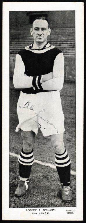 Topical Times - 'Footballers 1938 (Signed)' - Card #8 - Robert Iverson (Aston Villa)