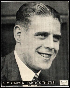 Topical Times - 'Footballers (Scottish)' (1939) - Card #1 - Alex McSpayden (Partick Thistle)