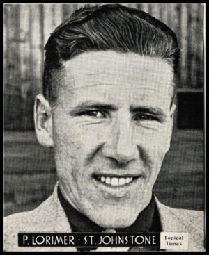 Topical Times - 'Footballers (Scottish)' (1939) - Card #18 - Peter Lorimer (St. Johnstone)