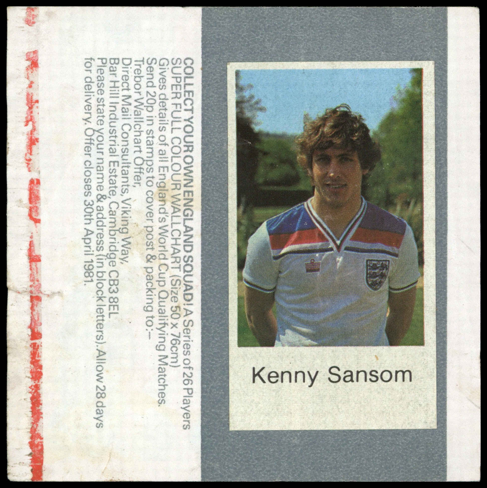 Trebor - 'England Squad' (1980) - Kenny Samson Trebor - 'England Squad' (1980) - Kenny Samson