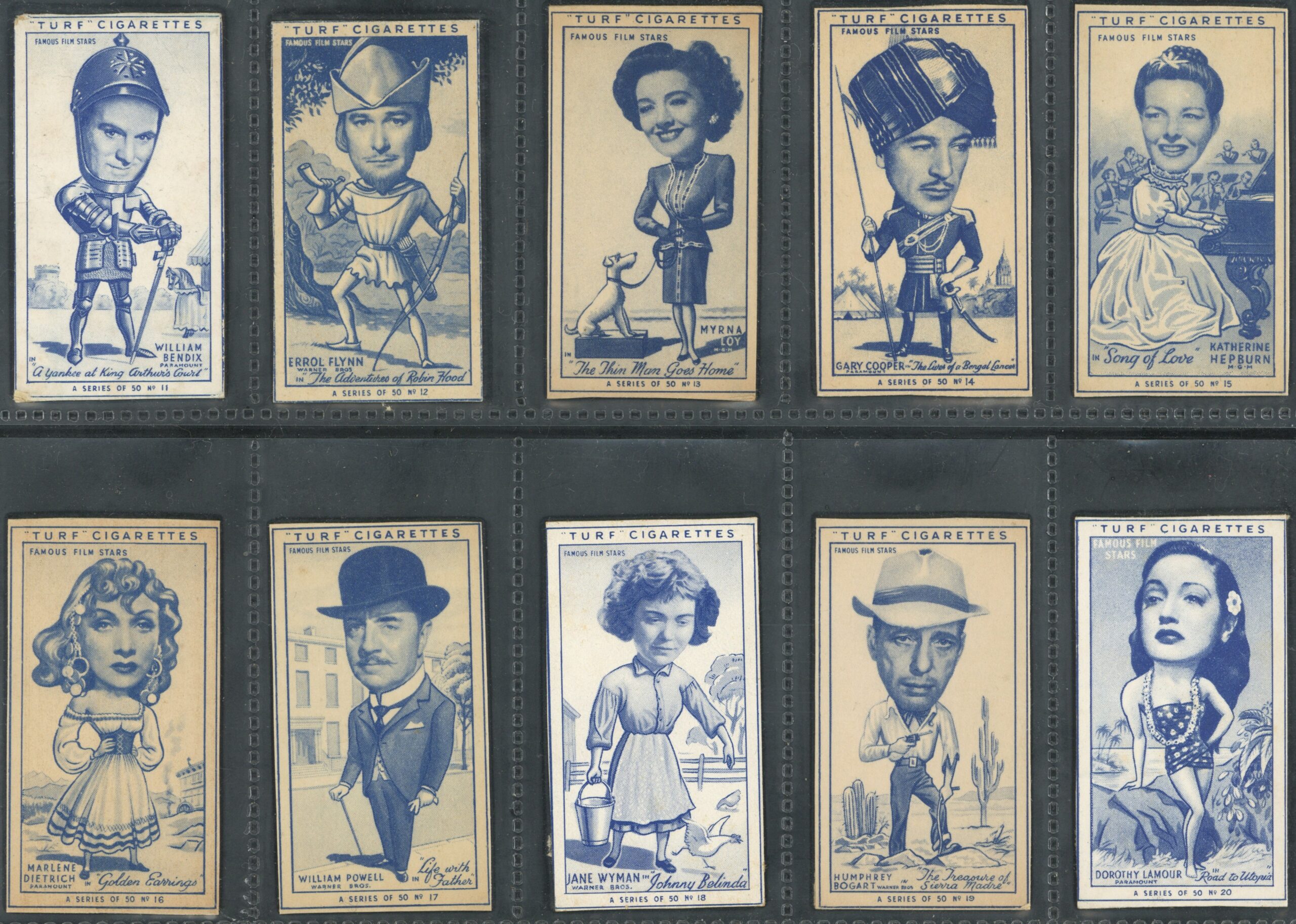 Carreras - 'Turf Famous Film Stars' - Complete Set (1949) Carreras - 'Turf Famous Film Stars' - Complete Set (1949)