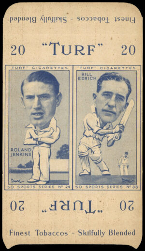 Carreras Turf - 'Sports Series Pair (w/tab)' (1949) - Roland Jenkins/Bill Edrich Carreras Turf - 'Sports Series Pair (w/tab)' (1949) - Roland Jenkins/Bill Edrich