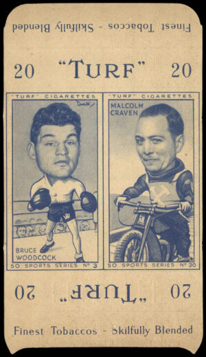 Carreras Turf - 'Sports Series Pair (w/tab)' (1949) - Bruce Woodcock/Malcolm Craven Carreras Turf - 'Sports Series Pair (w/tab)' (1949) - Bruce Woodcock/Malcolm Craven
