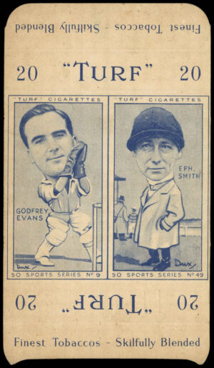 Carreras Turf - 'Sports Series Pair (w/tab)' (1949) - Godfrey Evans/Eph. Smith Carreras Turf - 'Sports Series Pair (w/tab)' (1949) - Godfrey Evans/Eph. Smith