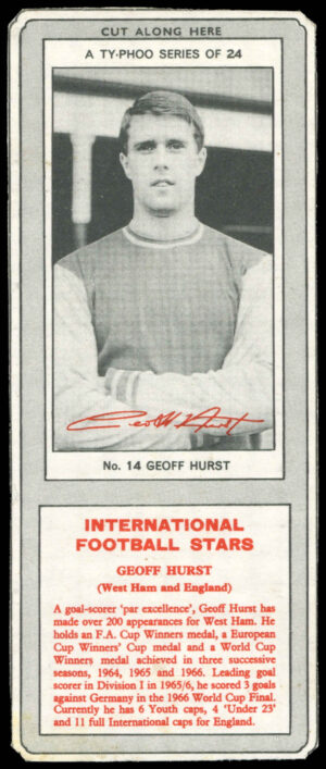 Ty-phoo Tea - 'International Football Stars (S1)' (1967) - Geoff Hurst (West Ham United) Ty-phoo Tea - 'International Football Stars (S1)' (1967) - Geoff Hurst (West Ham United)