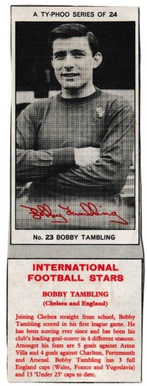 Ty-phoo Tea - 'International Football Stars (S1)' (1967) - Card #23 - Bobby Tambling (Chelsea)