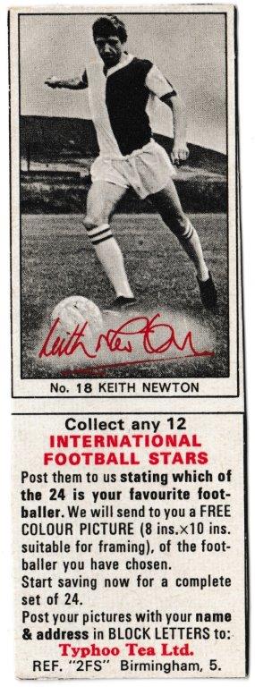 Ty-phoo Tea - 'International Football Stars (S2)' (1969) - Card #18 - Keith Newton (Blackburn Rovers)