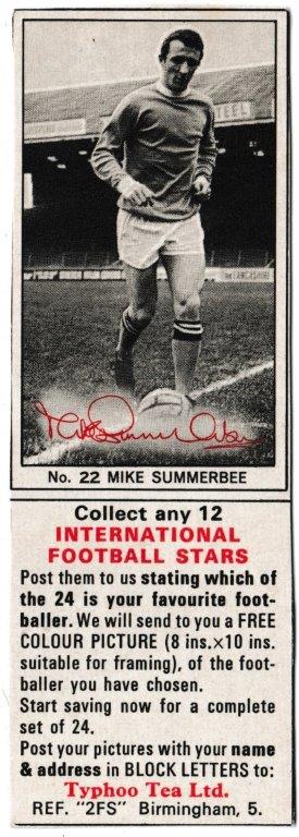 Ty-phoo Tea - 'International Football Stars (S2)' (1969) - Card #22 - Mike Summerbee (Manchester City)