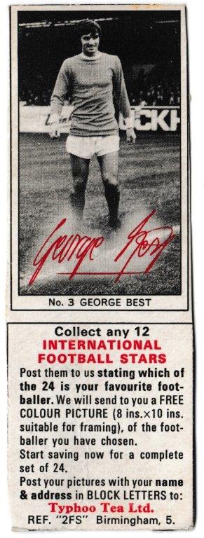 Ty-phoo Tea - 'International Football Stars (S2)' (1969) - Card #3 - George Best (Manchester United)