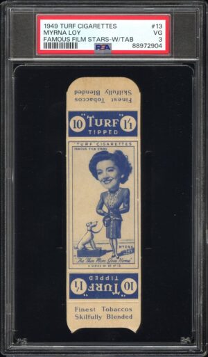 Carreras Turf - Myrna Loy **PSA3** - Famous Film Stars (w/tab)