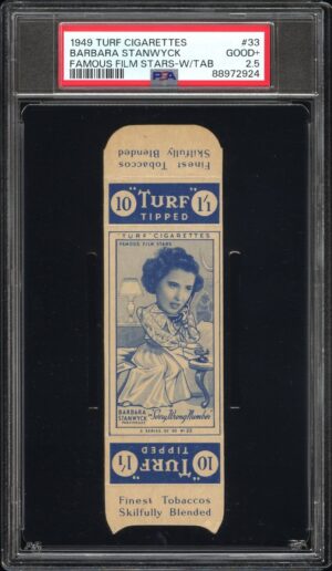 Carreras Turf - Barbara Stanwyck **PSA2.5** - Famous Film Stars (w/tab) Carreras Turf - Barbara Stanwyck **PSA2.5** - Famous Film Stars (w/tab)