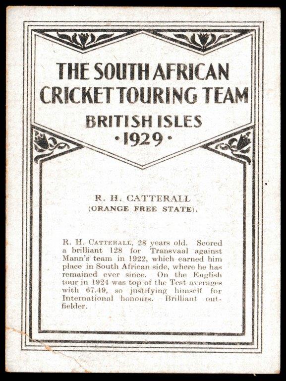 United Tobacco - 'South African Cricket Touring Team (Autographed)' (1929) - F. Van Der Merwe (Transvaal) United Tobacco - 'South African Cricket Touring Team (Autographed)' (1929) - F. Van Der Merwe (Transvaal)