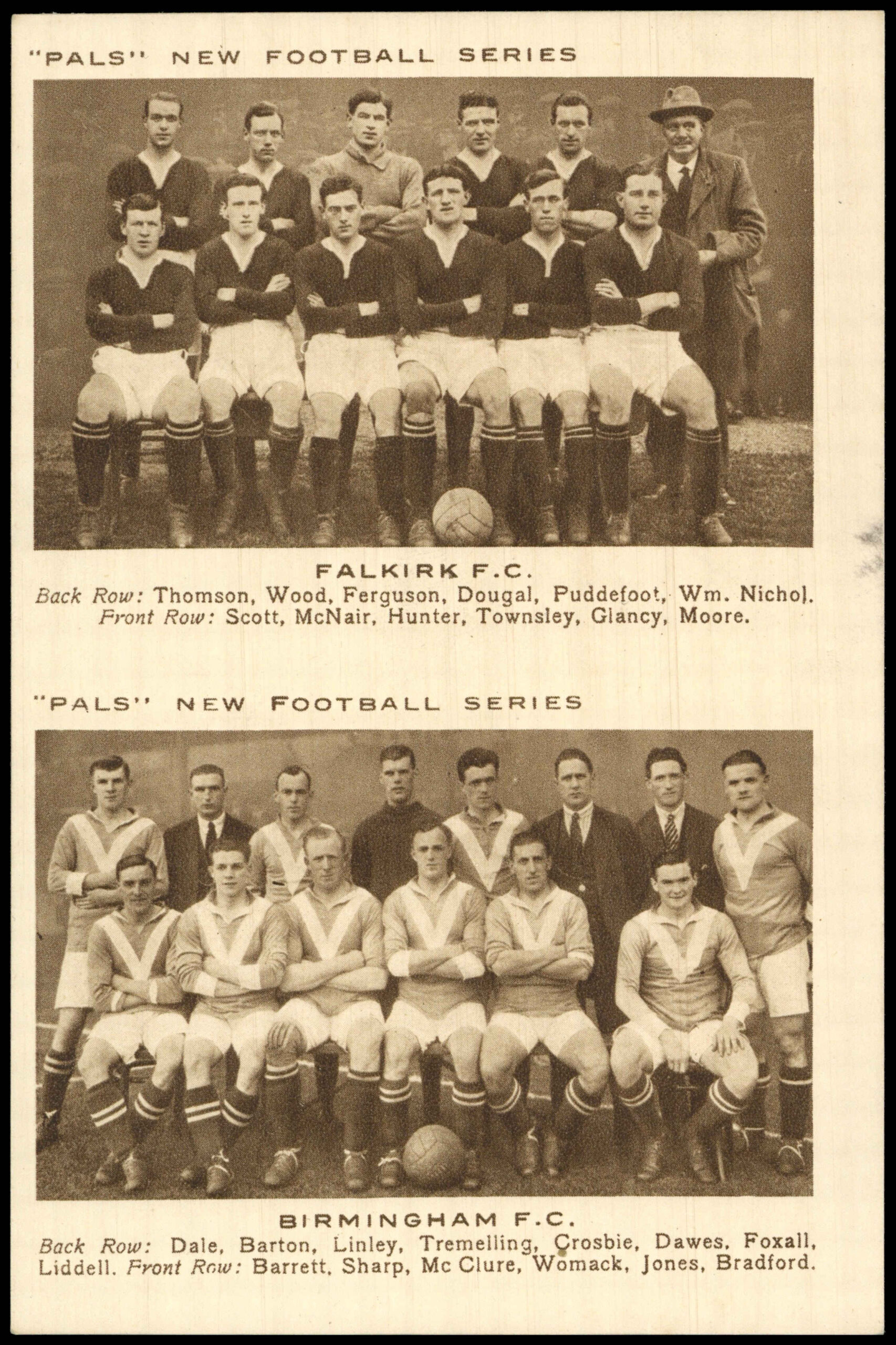Pals Magazine - 'New Football Series (Pairs)' (1923) - Falkirk & Birmingham Pals Magazine - 'New Football Series (Pairs)' (1923) - Falkirk & Birmingham